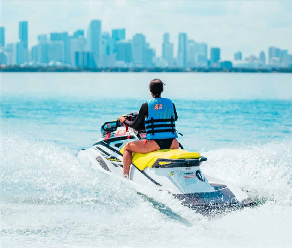 Jet ski and parasailing watersports on the ocean